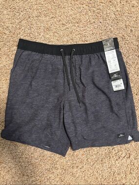O'Neill Men's Hybrid Athletic Shorts - Charcoal Gray with Black Waistband